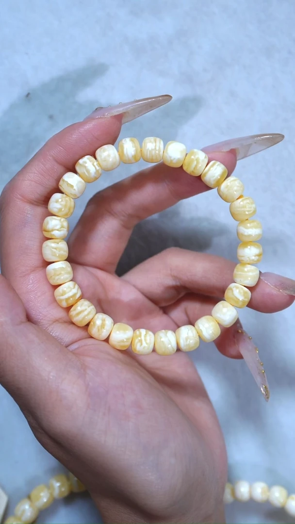 手链蜜蜡未镶嵌典藏级8.3mm金瓷白虎皮纹妖孽