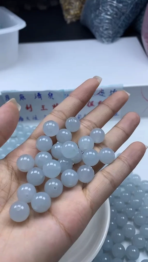 玛瑙/玉髓颈饰未镶嵌W790冰川蓝玛瑙10mm*20颗