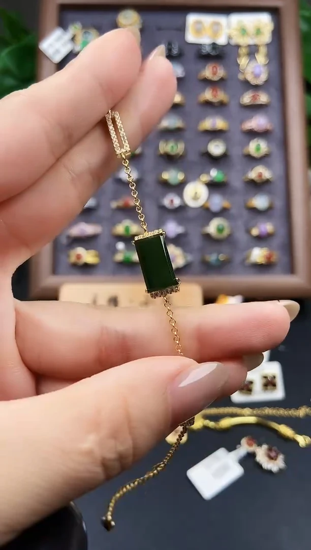 银S925镶嵌手链翡翠21