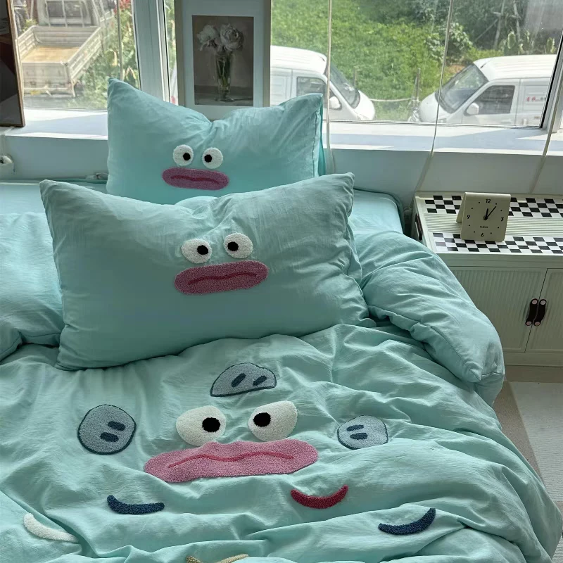 水星高端系列家纺ins卡通款可爱小丑鱼床上水洗棉毛巾绣纯棉四件