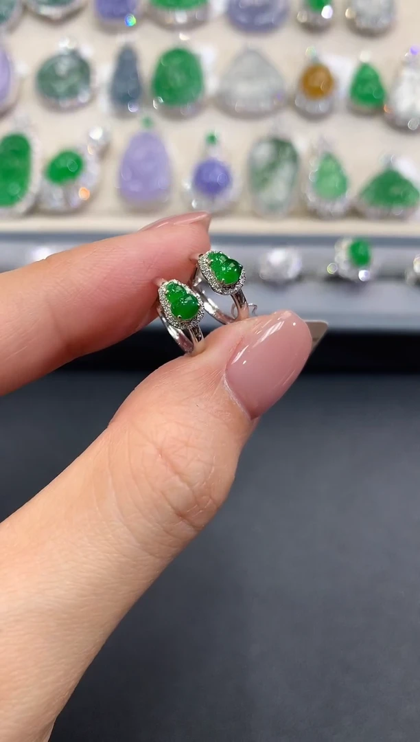 【闪购商品】翡翠耳饰18K金镶嵌a40多样性一件发货