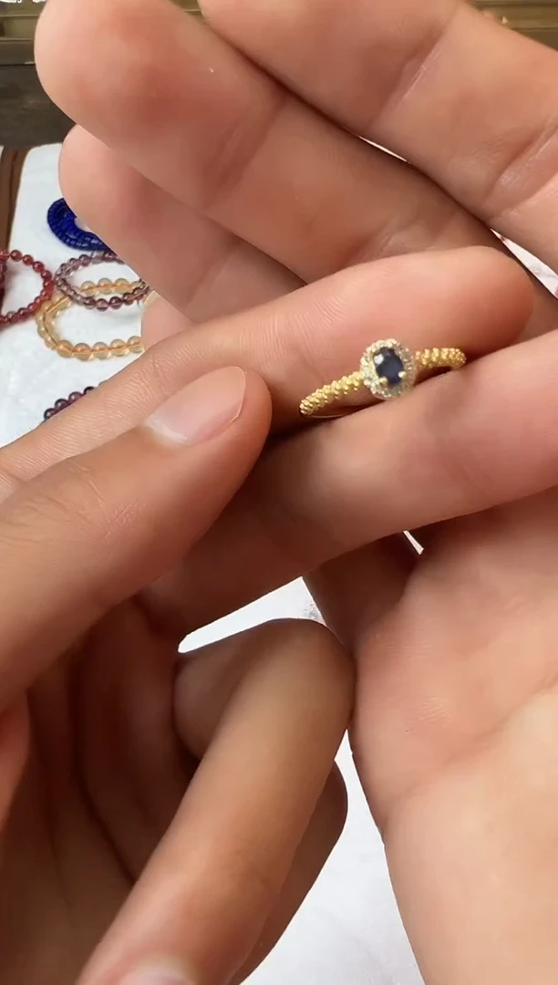 戒指蓝宝石银S925镶嵌蓝宝石戒指  多样性发其一1