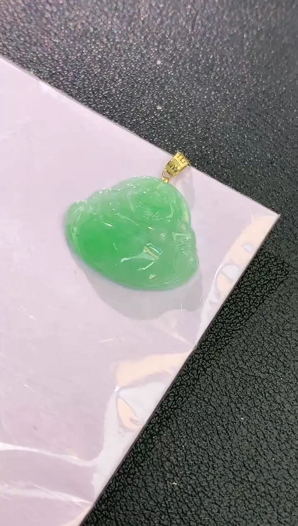 颈饰18K金镶嵌翡翠翻*腐赠礼盒证书 珍珍