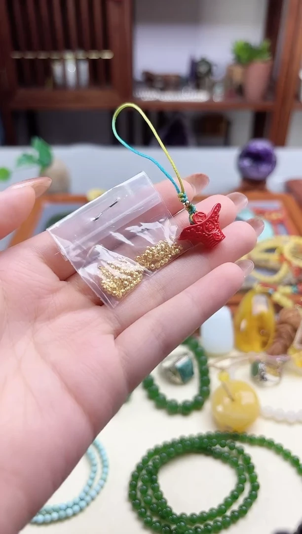 天然辰砂桃**?朱砂挂件扭扭珠2mmZX