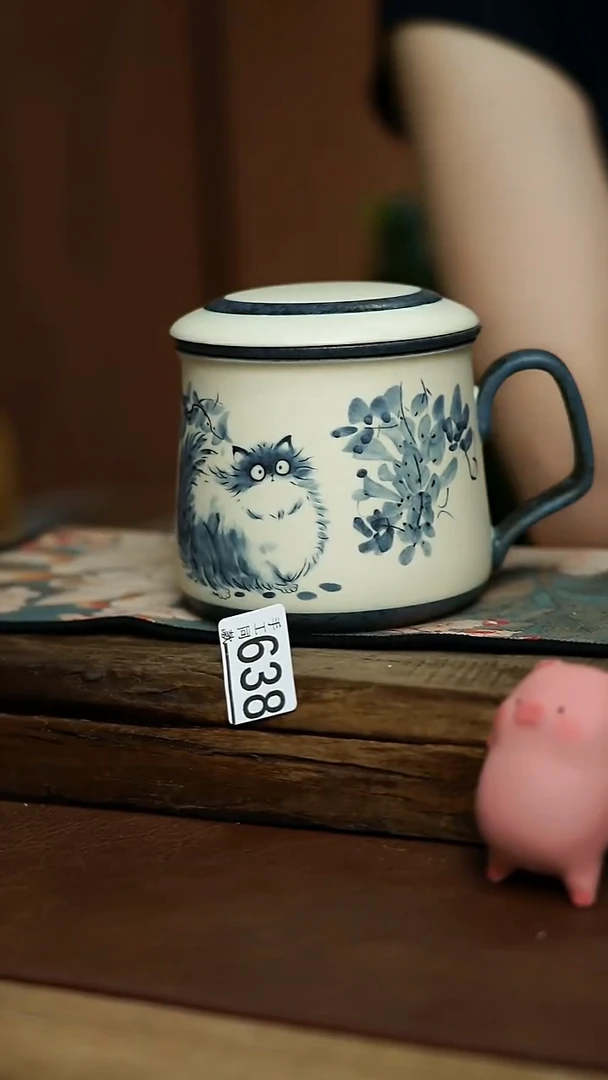 青花猫猫 办公杯
