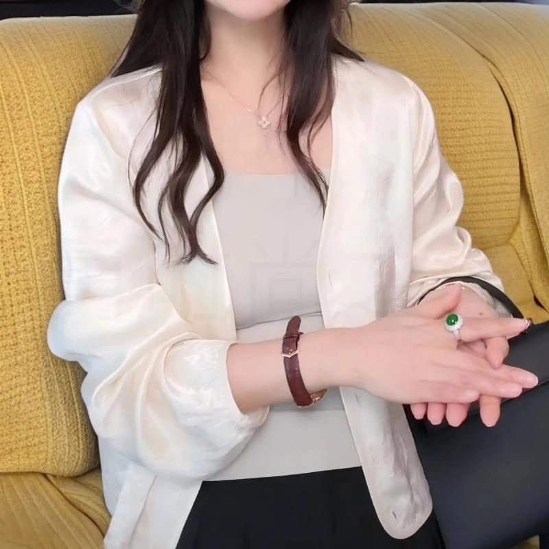 冰感南韩丝女夏季新款2025年爆款休闲通勤透气开衫小个子薄款上衣