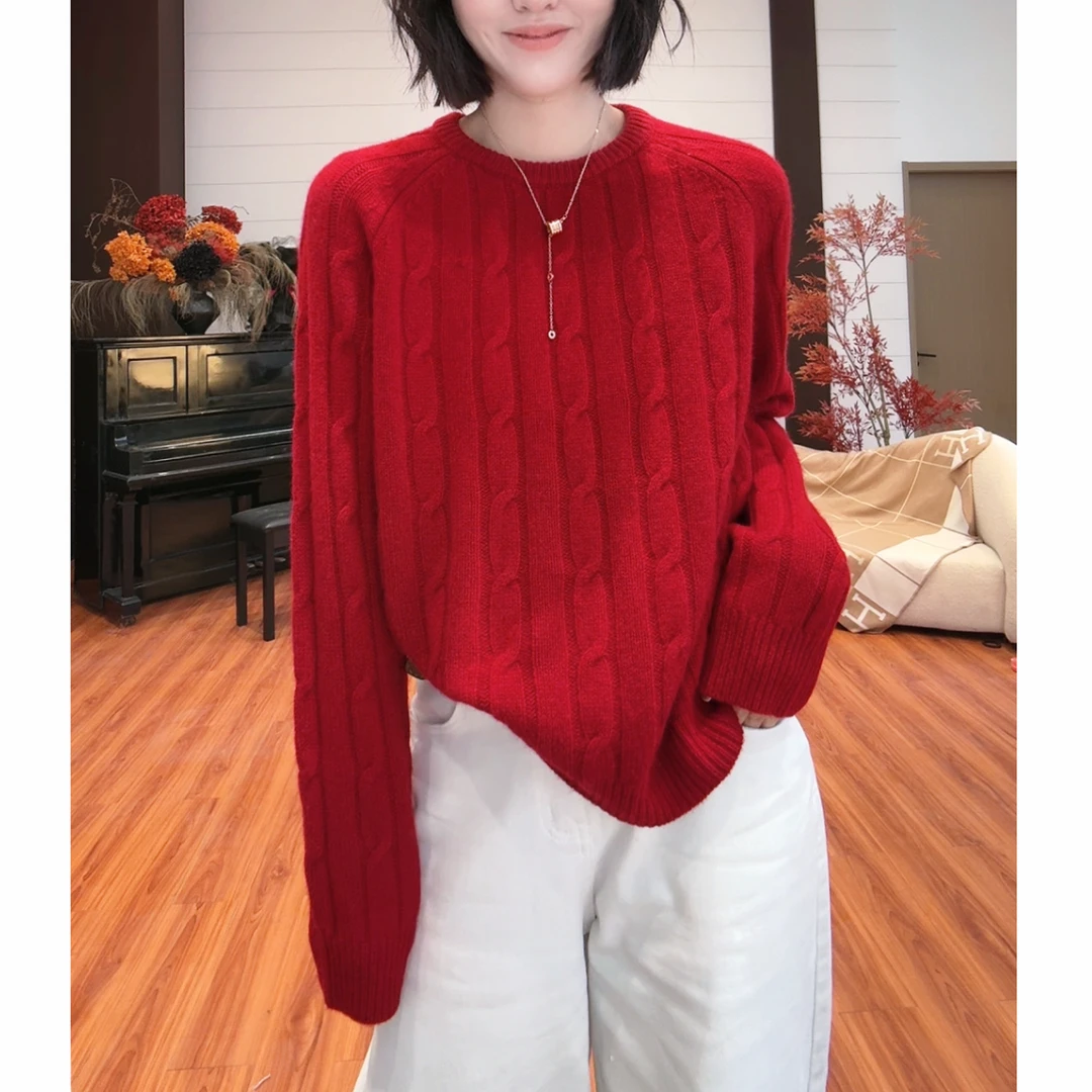 妮妮家100%全羊毛纯色套头百搭上衣866