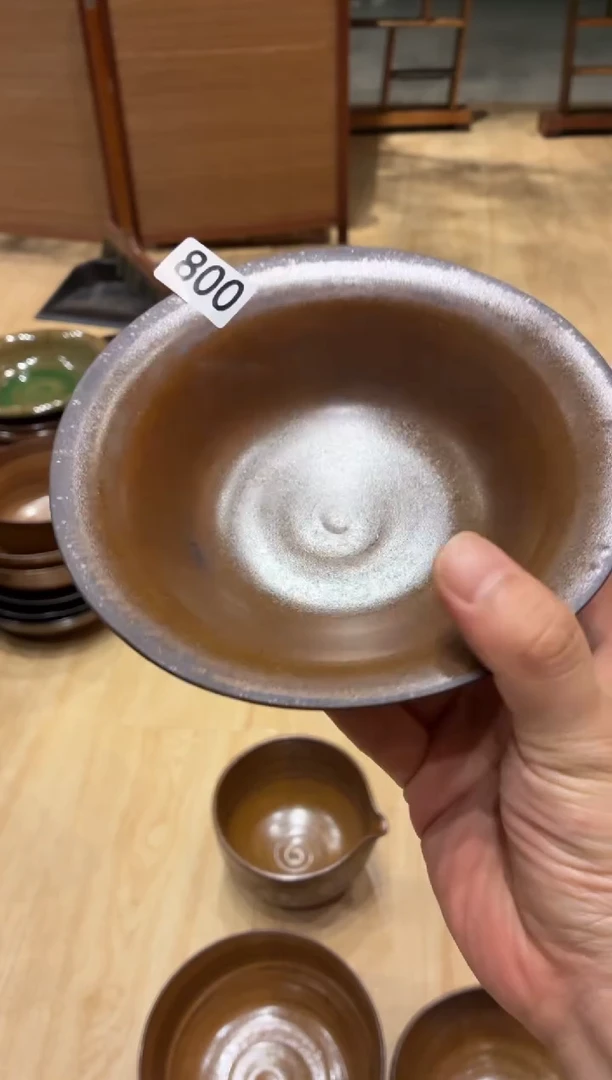 瓷片夏**枫800手工柴烧反边盘1个