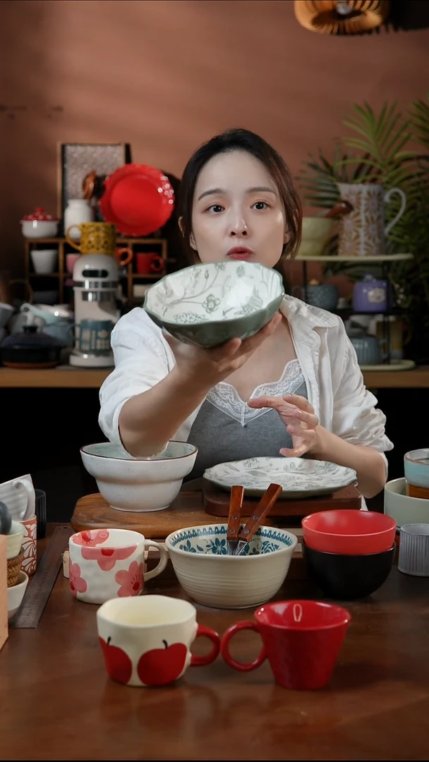 瓷片6英寸绿色印花 花边碗 微瑕 凑满20发货