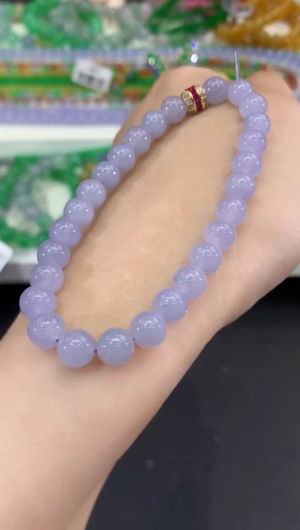 未镶嵌手串翡翠C21 紫货有色差