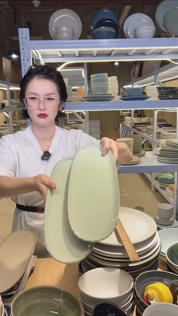 瓷160（鱼盘）外贸尾货高温釉下彩陶瓷餐具默认微瑕
