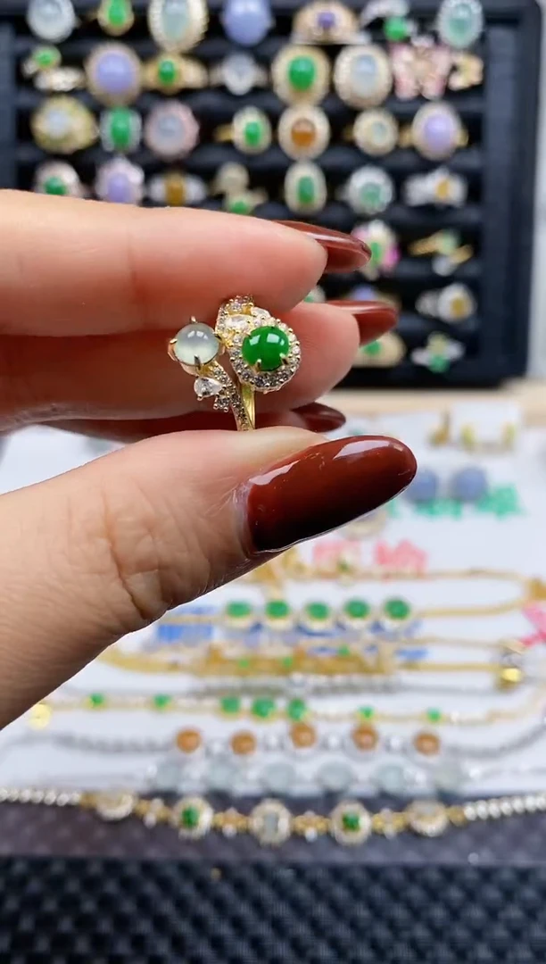 银S925镶嵌戒指翡翠452