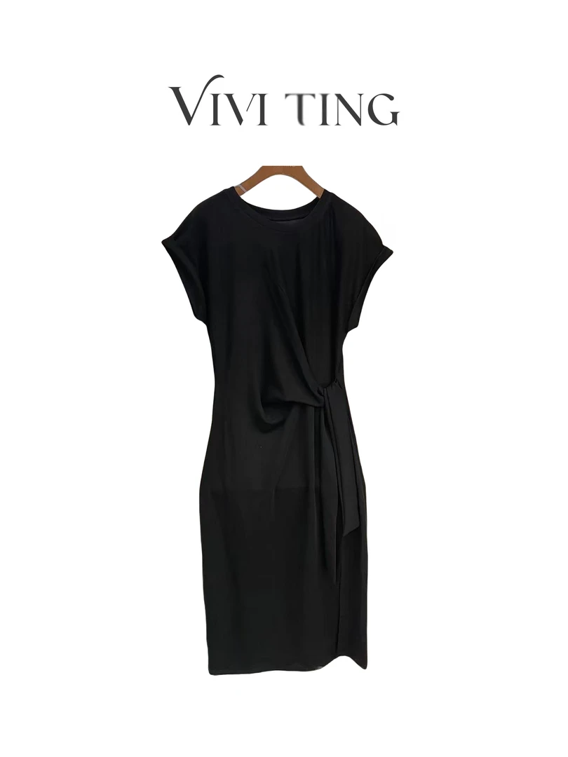 【VIVI·TING】婷姐推荐夏季新款宽松百搭收褶连衣裙s715