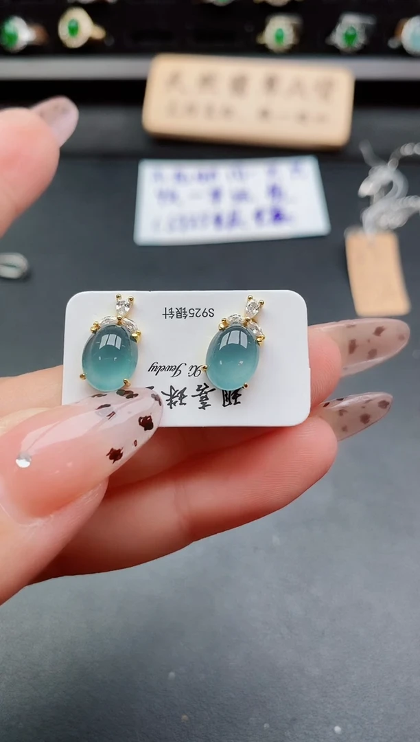 银S925镶嵌戒指翡翠1