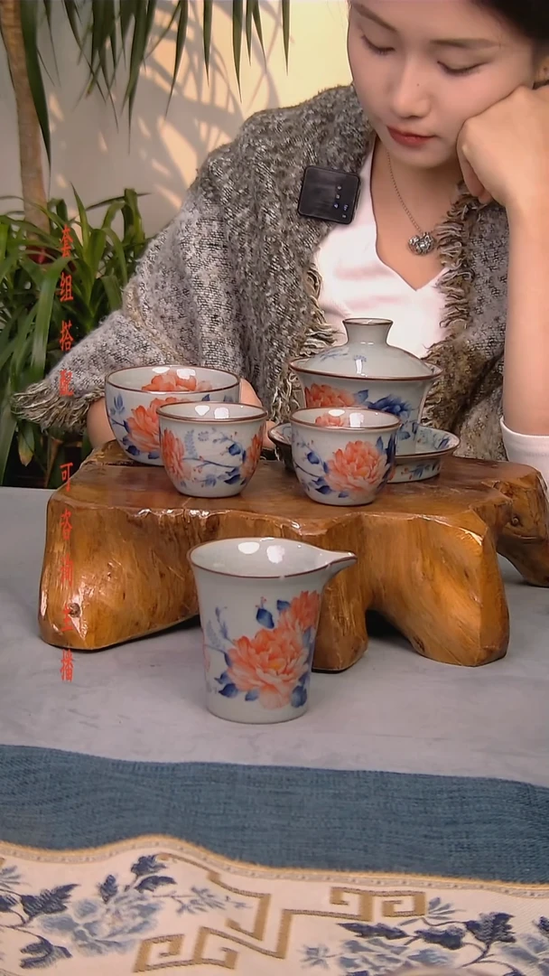 简装家用款5件套 老陶泥开片纹陶瓷茶具