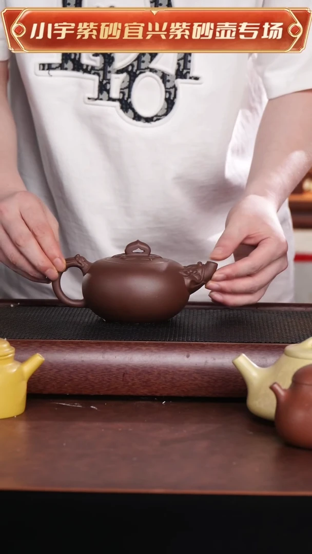 茶杯紫砂紫泥龙腾虎跃如意心钮一粒珠壶$$ 顾艳@@CH02995