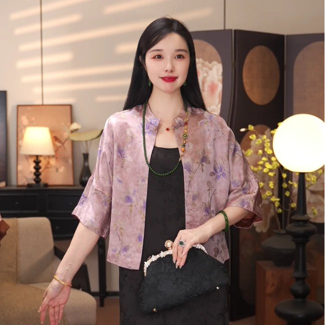 【玉雪香】2025新款春夏半袖外套新中式宽松气质显瘦上衣女款