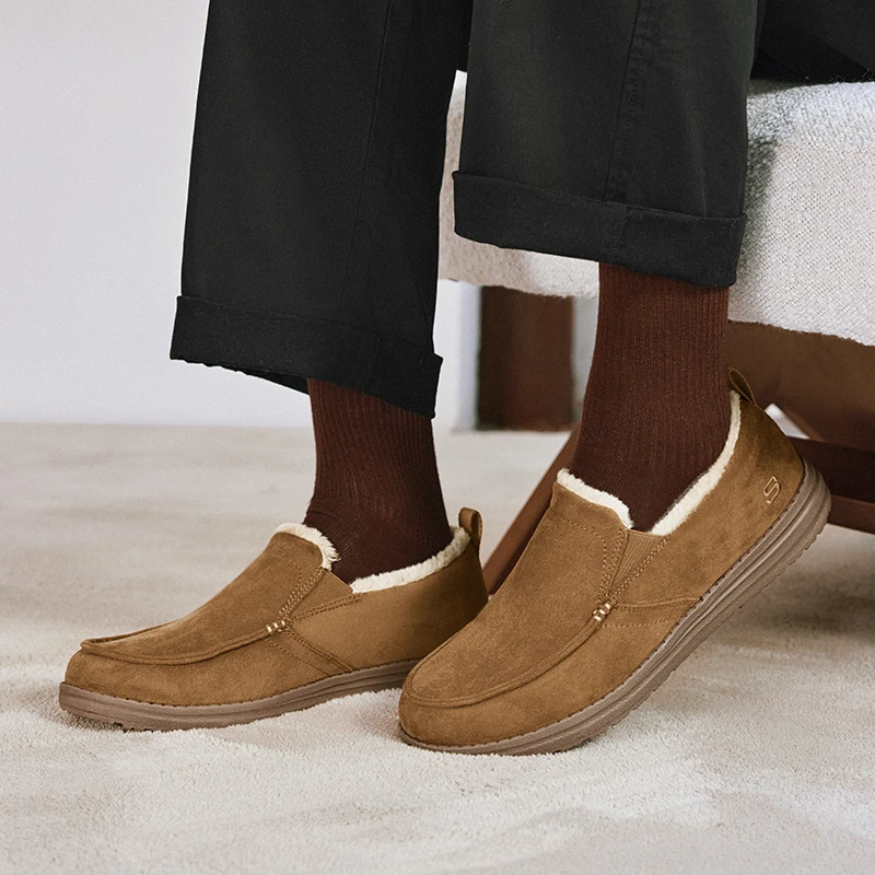 Skechers斯凯奇一脚蹬加绒休闲鞋男2025年新款复古百搭保暖运动鞋