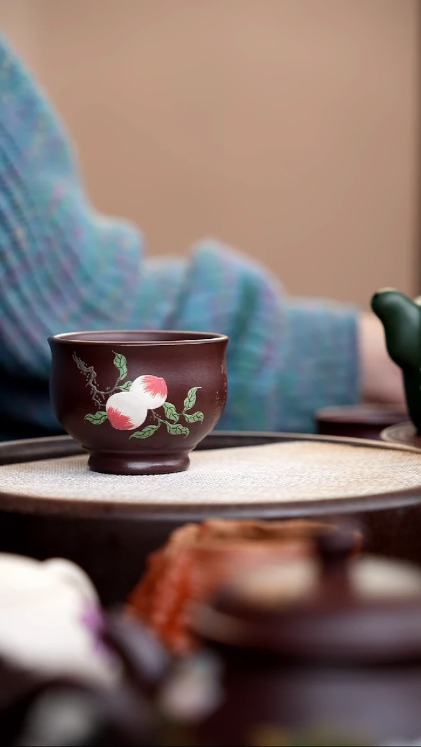 茶壶紫砂紫脂泥寿桃将军杯