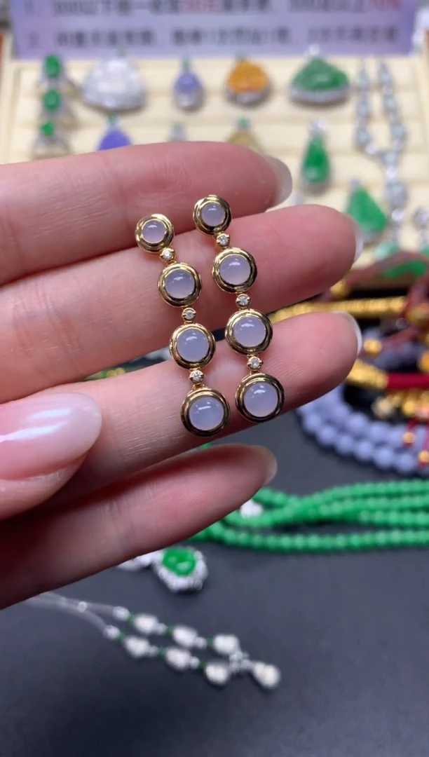 【闪购商品】翡翠耳饰18K金镶嵌耳饰|4200+420