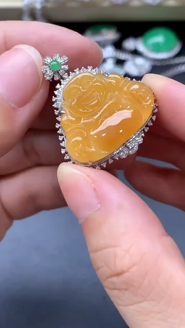 颈饰18K金镶嵌翡翠428-中国好珍宝