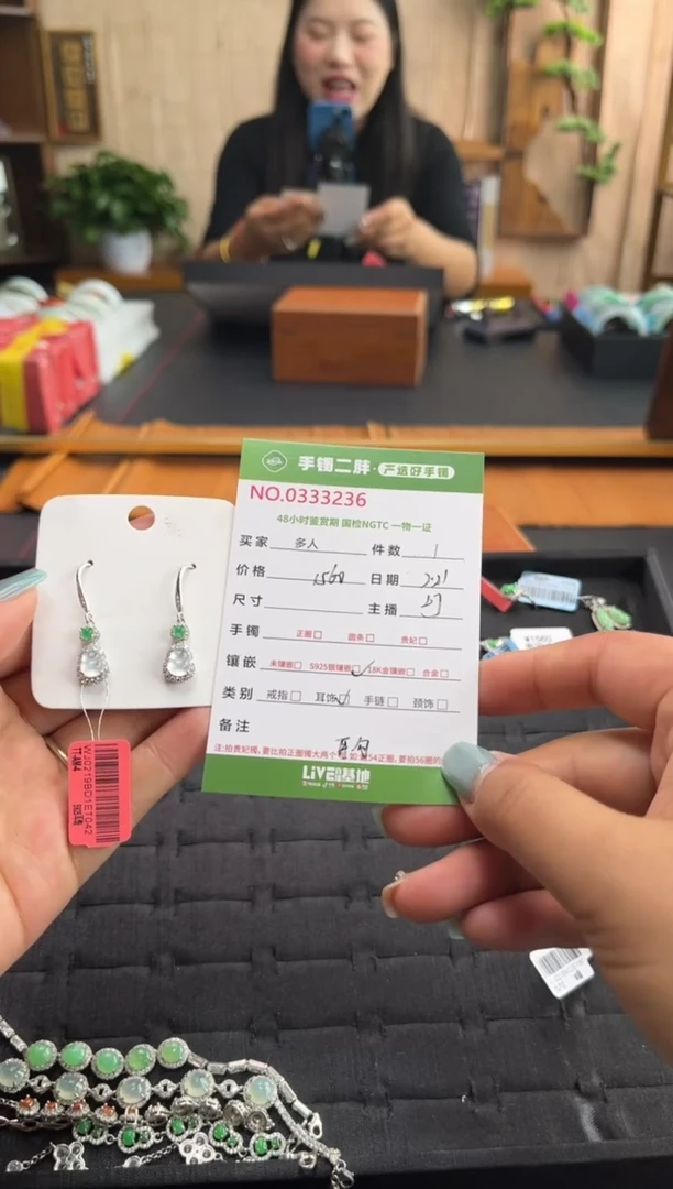 【闪购商品】翡翠耳饰银S925镶嵌多人