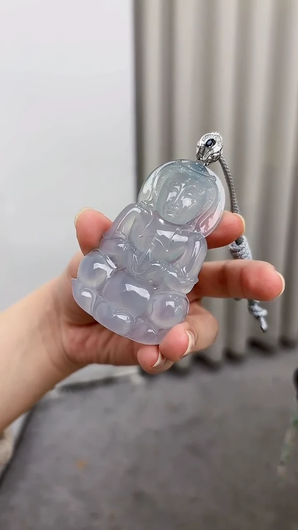 【闪购商品】翡翠吊坠(不含链)18K金镶嵌翡翠观音吊坠多人不退不换