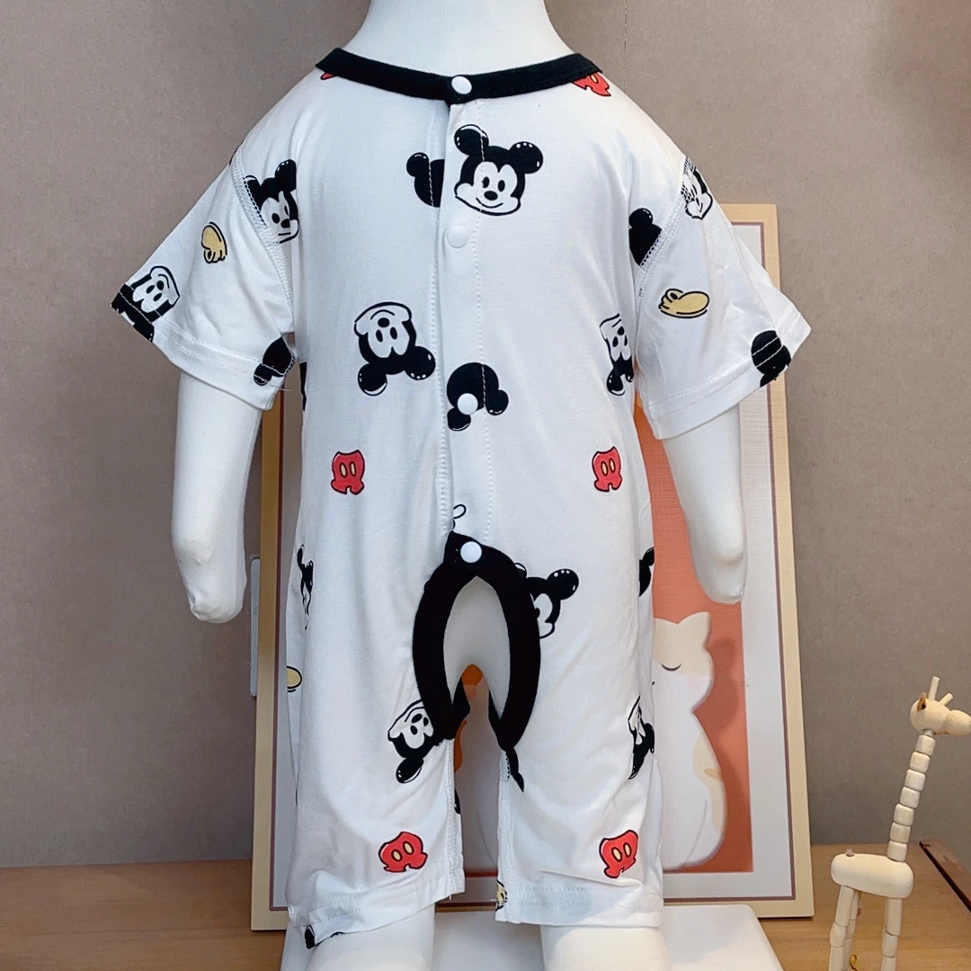 2025婴幼儿莫代尔夏季开档短爬连体短袖爬服冰凉清爽无骨男女宝宝