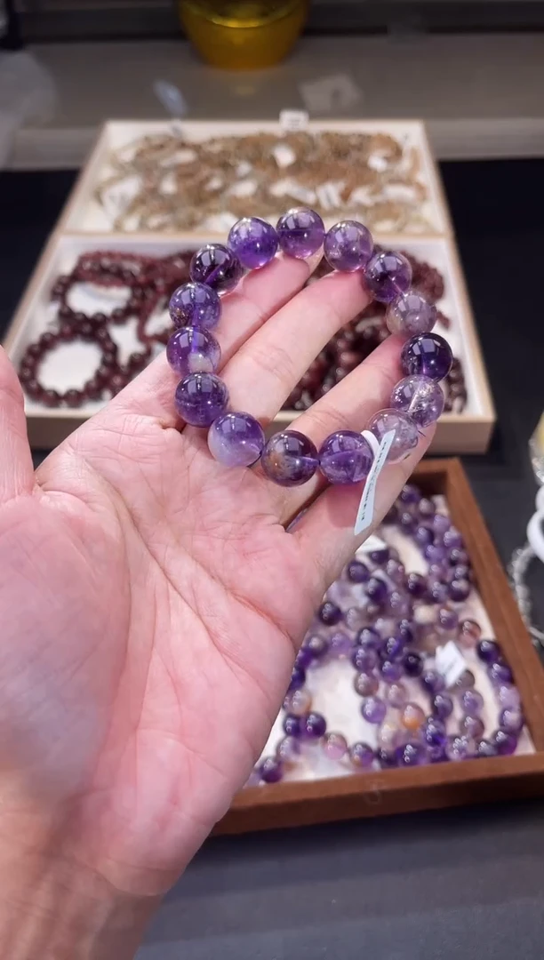 【闪购商品】水晶/未镶嵌紫幽灵手串13mm