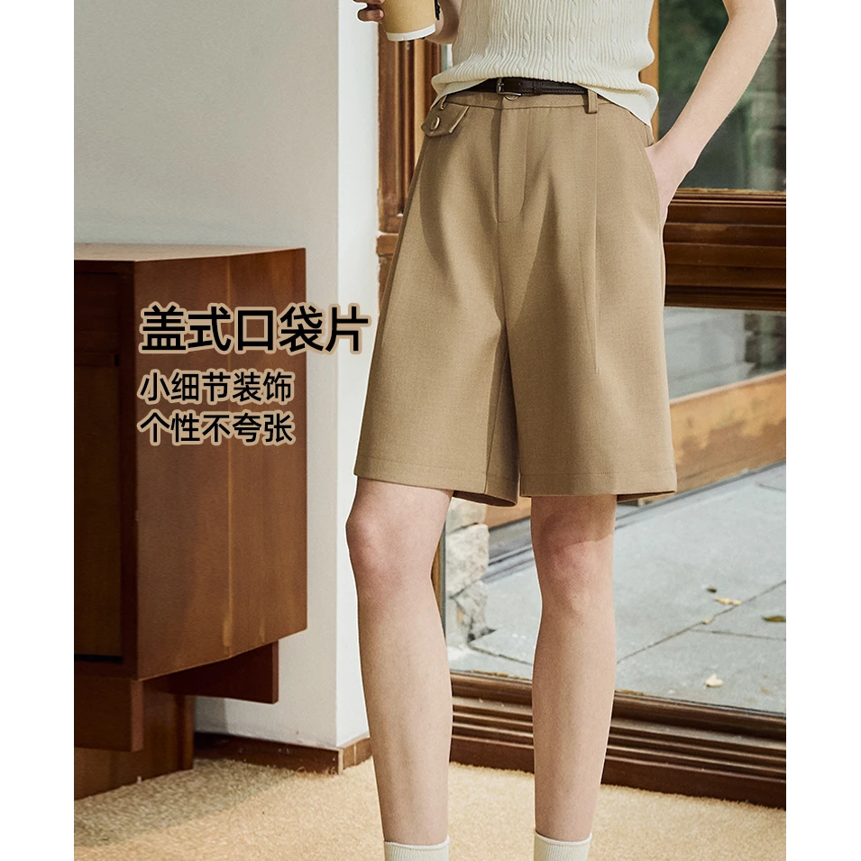 【多色可选】库恩玛维复古休闲短裤女2025年夏新款高智精英直筒裤