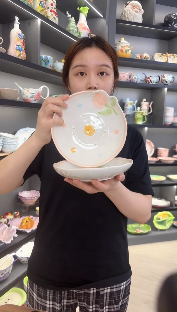 微瑕陶瓷餐具釉下彩  8寸盘2个