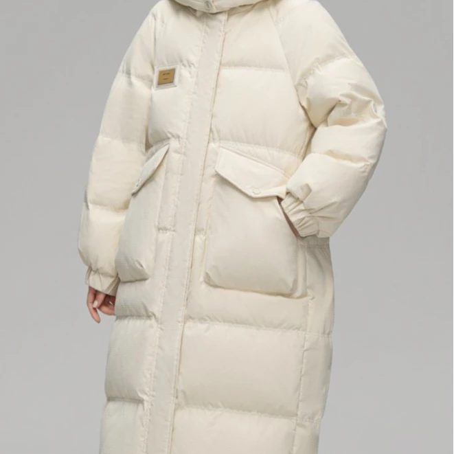 R  中长款纯色简约风时尚百搭羽绒冬季