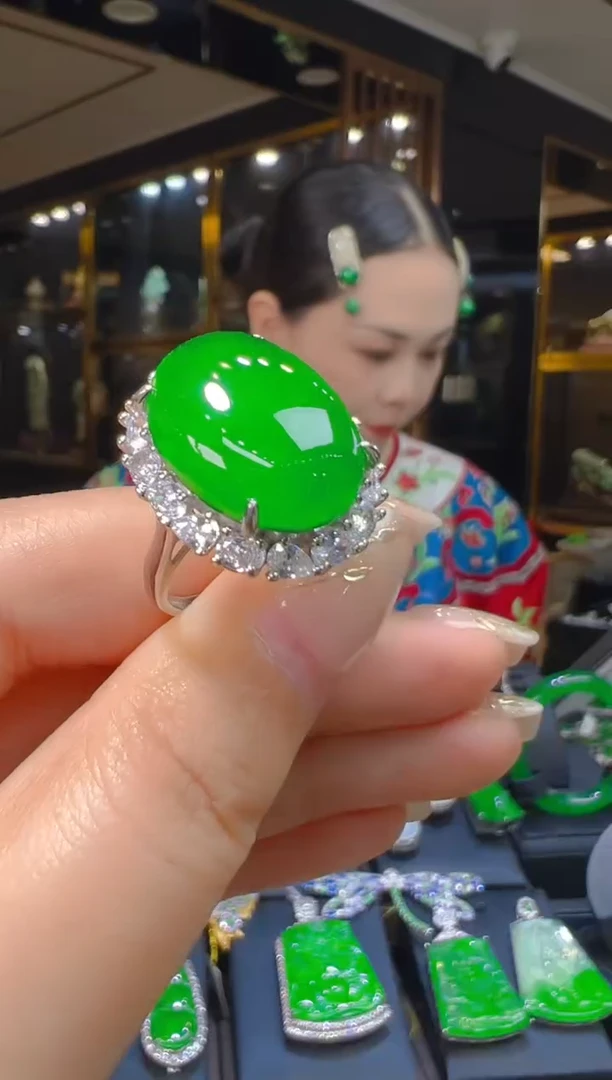 银S925镶嵌戒指翡翠024（多样性发其一）