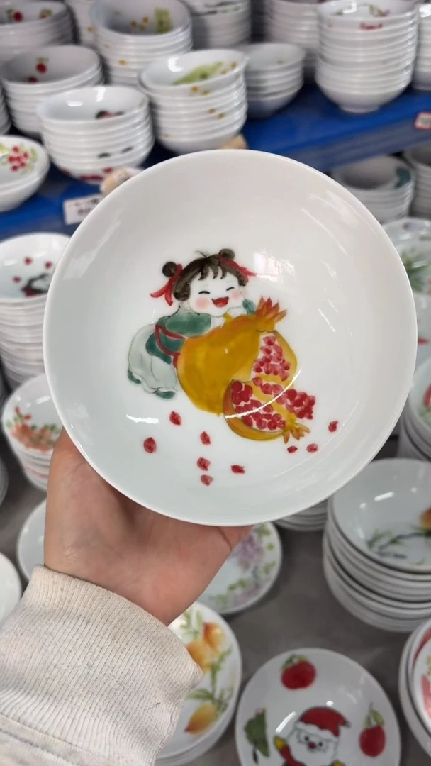 瓷片景德镇高温陶瓷食品级手绘釉中彩-小胖碗