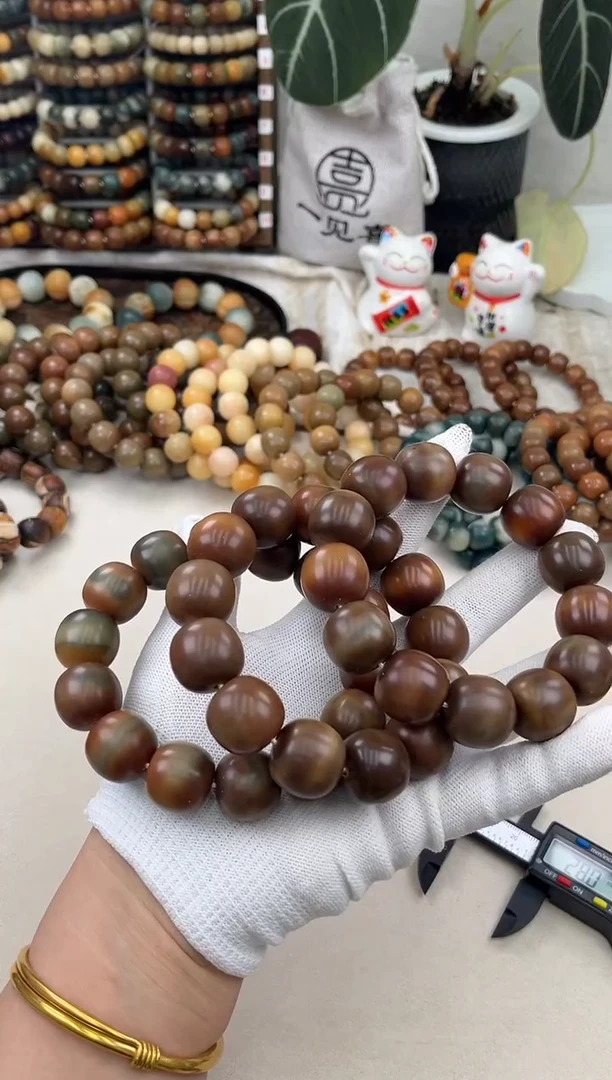 菩提根/象牙果手串a558卡20 瑕疵干磨