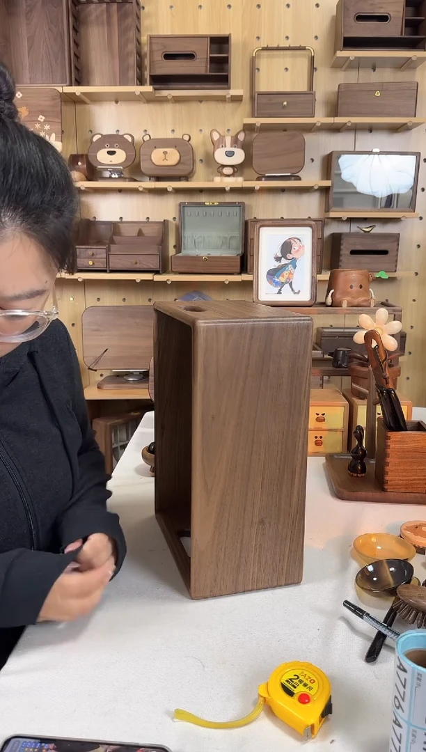 木北美黑胡桃长方形加厚收纳筐