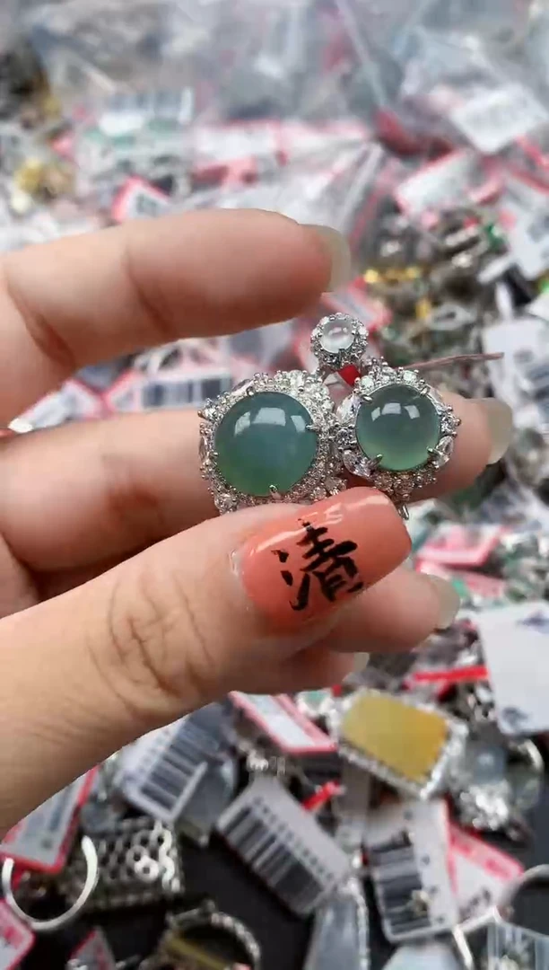 银S925镶嵌戒指翡翠天然A货缅甸翡翠