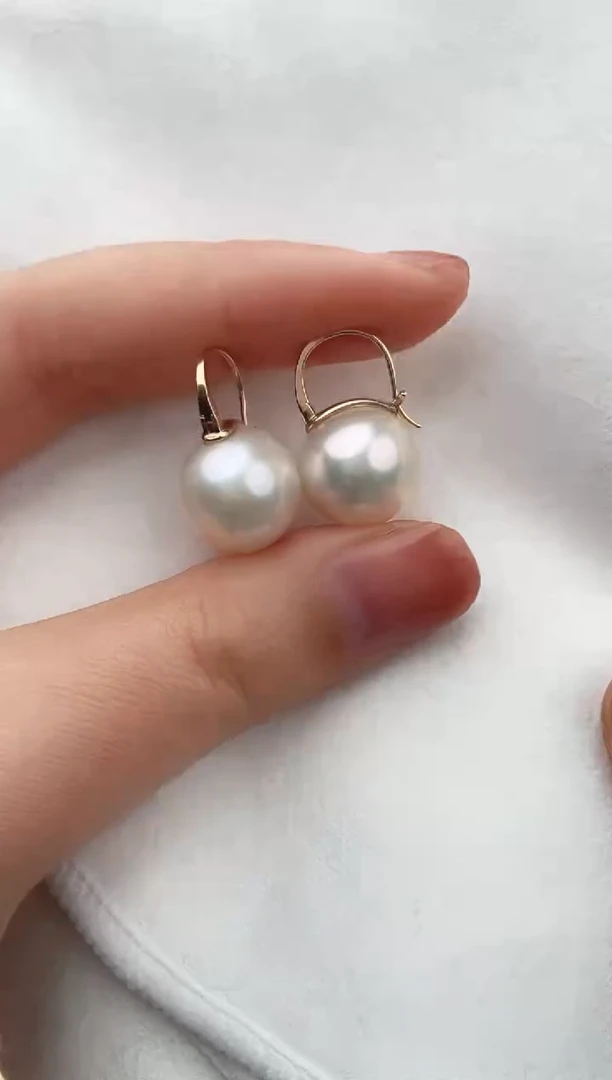 【闪购商品】淡水珍珠耳饰18K金镶嵌13-14
