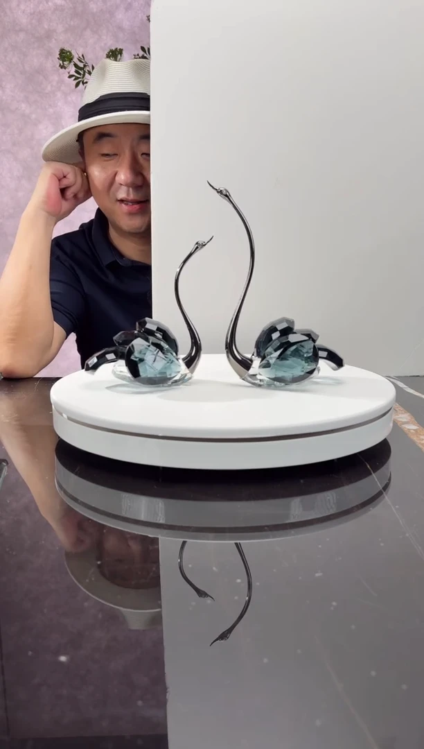 摆件CS0103050墨兰水晶天鹅一对