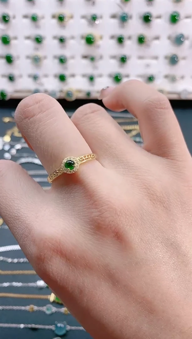 【闪购商品】翡翠戒指银S925镶嵌天然翡翠