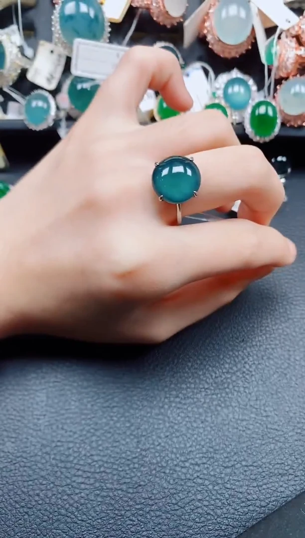 银S925镶嵌戒指翡翠翡翠