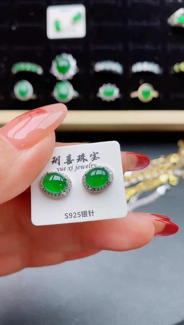 【闪购商品】翡翠耳饰银S925镶嵌321321