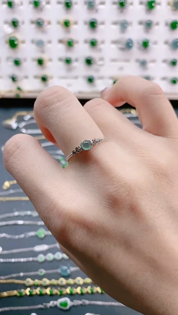 【闪购商品】翡翠戒指银S925镶嵌天然翡翠