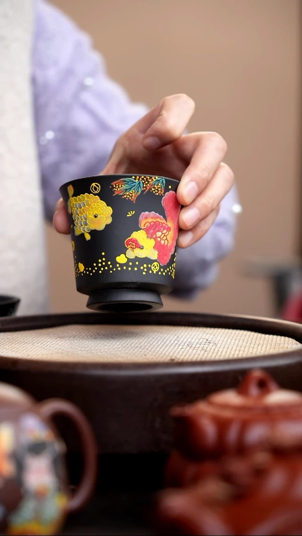 茶壶紫砂云雾天青马蹄杯双鱼