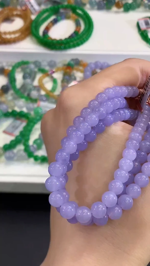 未镶嵌手串翡翠C512 紫货有色差