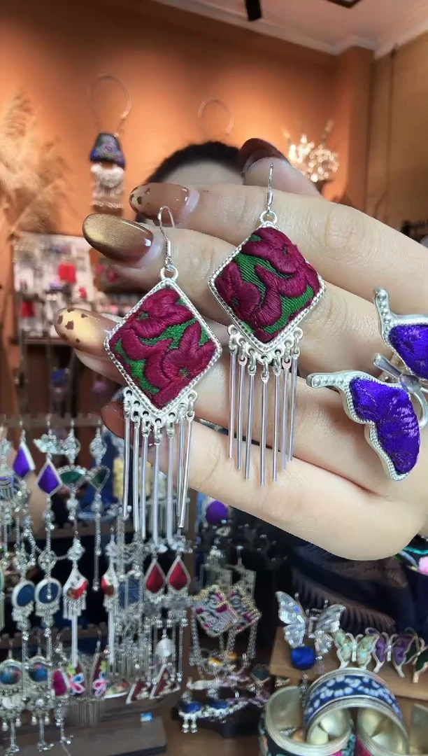 刺绣纯手工民族风耳环