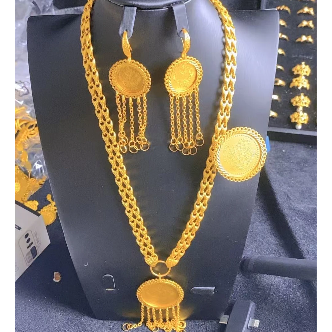 铜合金亚克力项链 铜合金亚克力项链耳环戒指三件套nipal