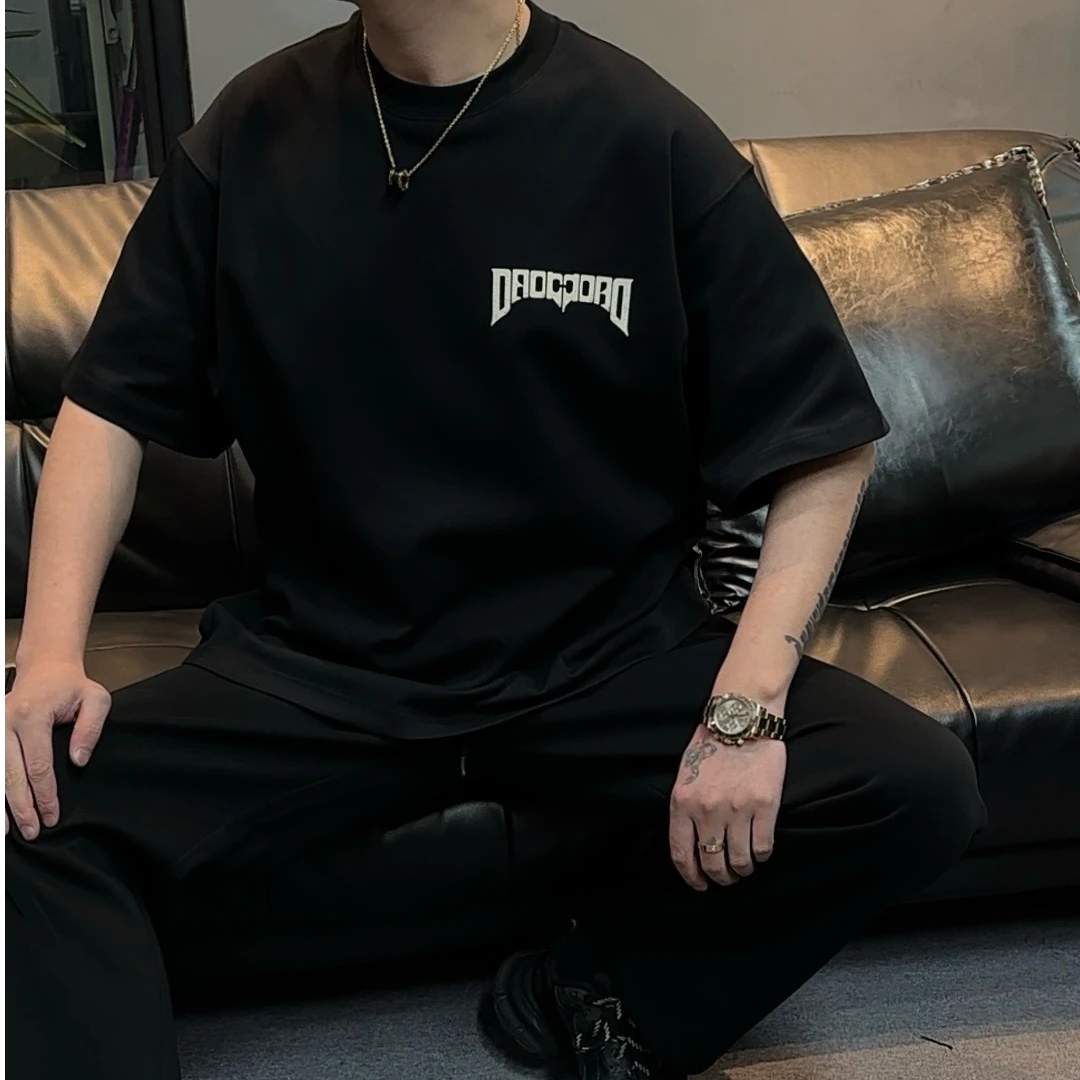 320克春夏男士美式潮牌高街复古圆领潮流短袖T恤宽松休闲半袖上衣