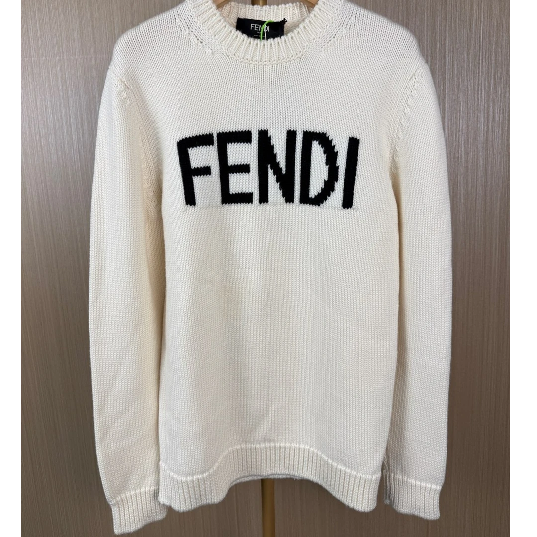 未使用 FENDI/芬迪 字母logo毛衣 米白/48