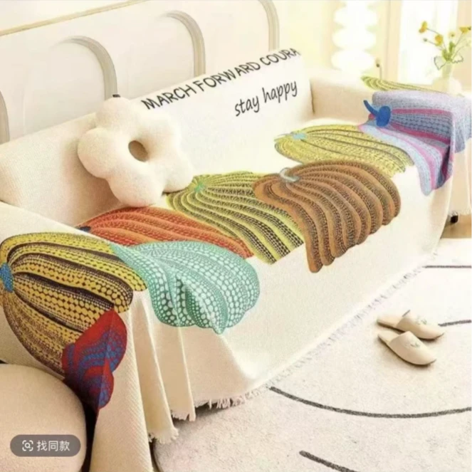 七彩南瓜  90*180cm 棉麻沙发巾 加厚加大 流苏款1 2